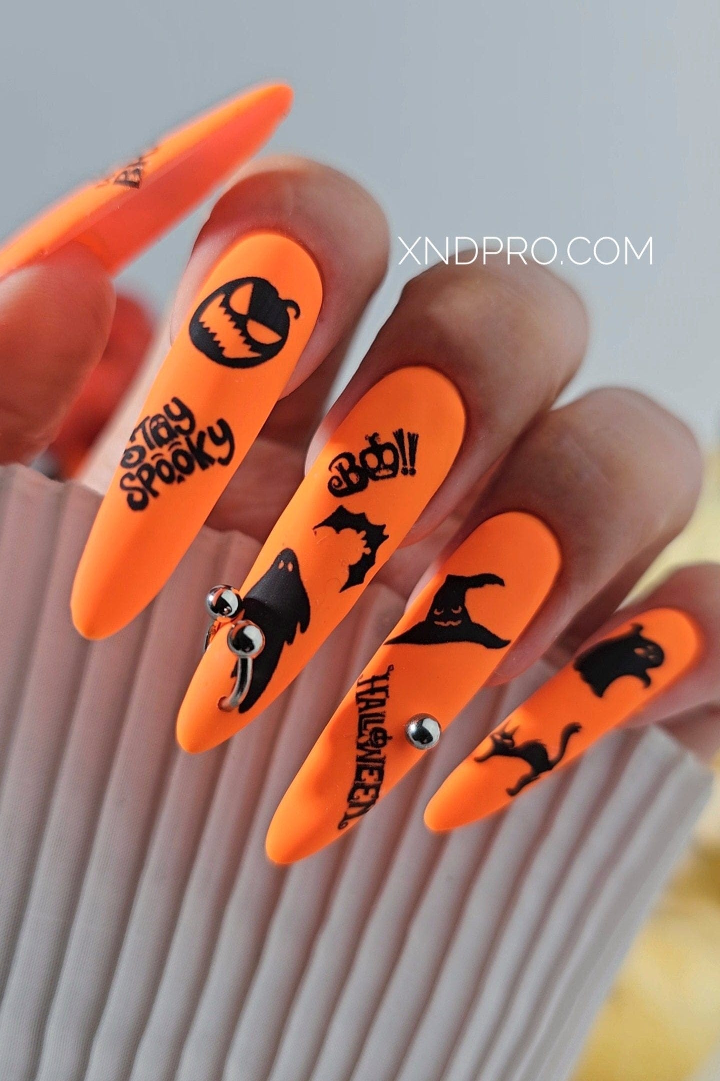 XND Products 2D Nail Decal BLK-13 / Halloween Phrases, Silhouettes, Ghost, Bats, Cats