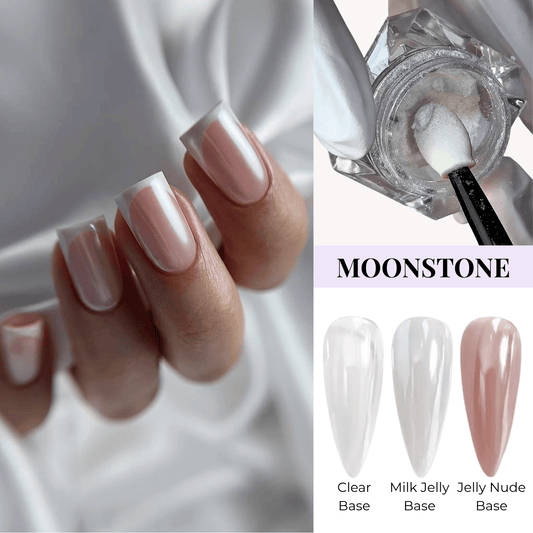 XND Products Nail Chromes & Pigments Moonstone, White Pearl Chrome Nail Powder, Glazed Effect.