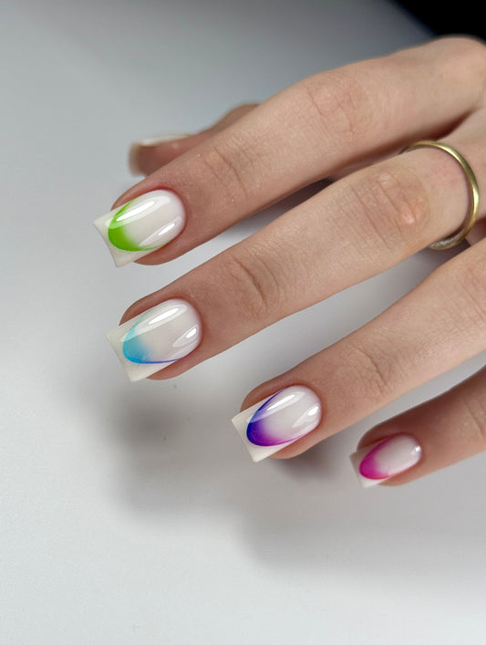 New Max 2D Nail Decal FC-129 Nail Water Decal, French Tip, French Line, Colorful French