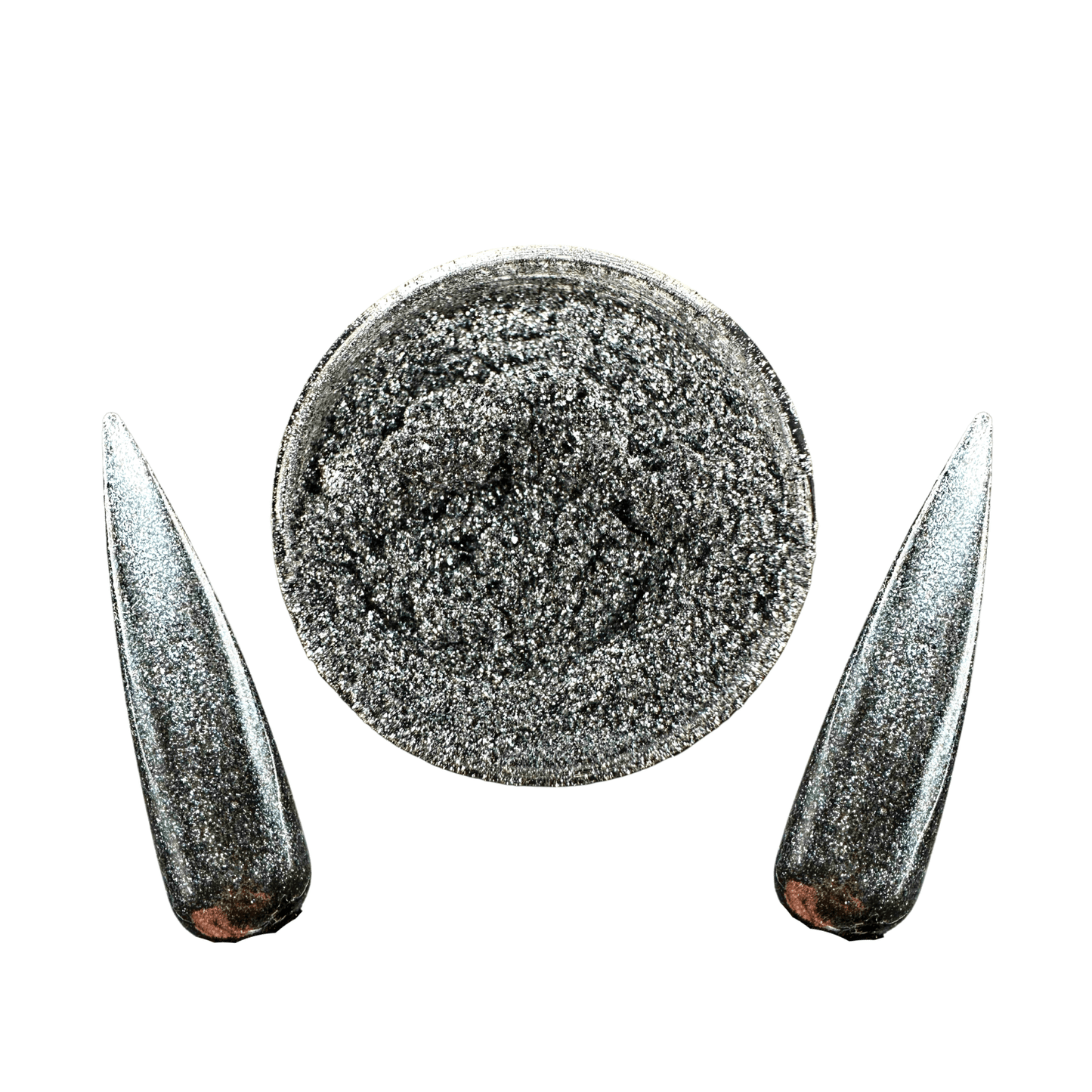 XND Products Nail Chromes & Pigments Gunmetal Grey Chrome, Diamond Grey Black - Gunmetal Chrome Powder, Metallic Nails, Mirror Effect, Grey Metallic Nails, Black Chrome