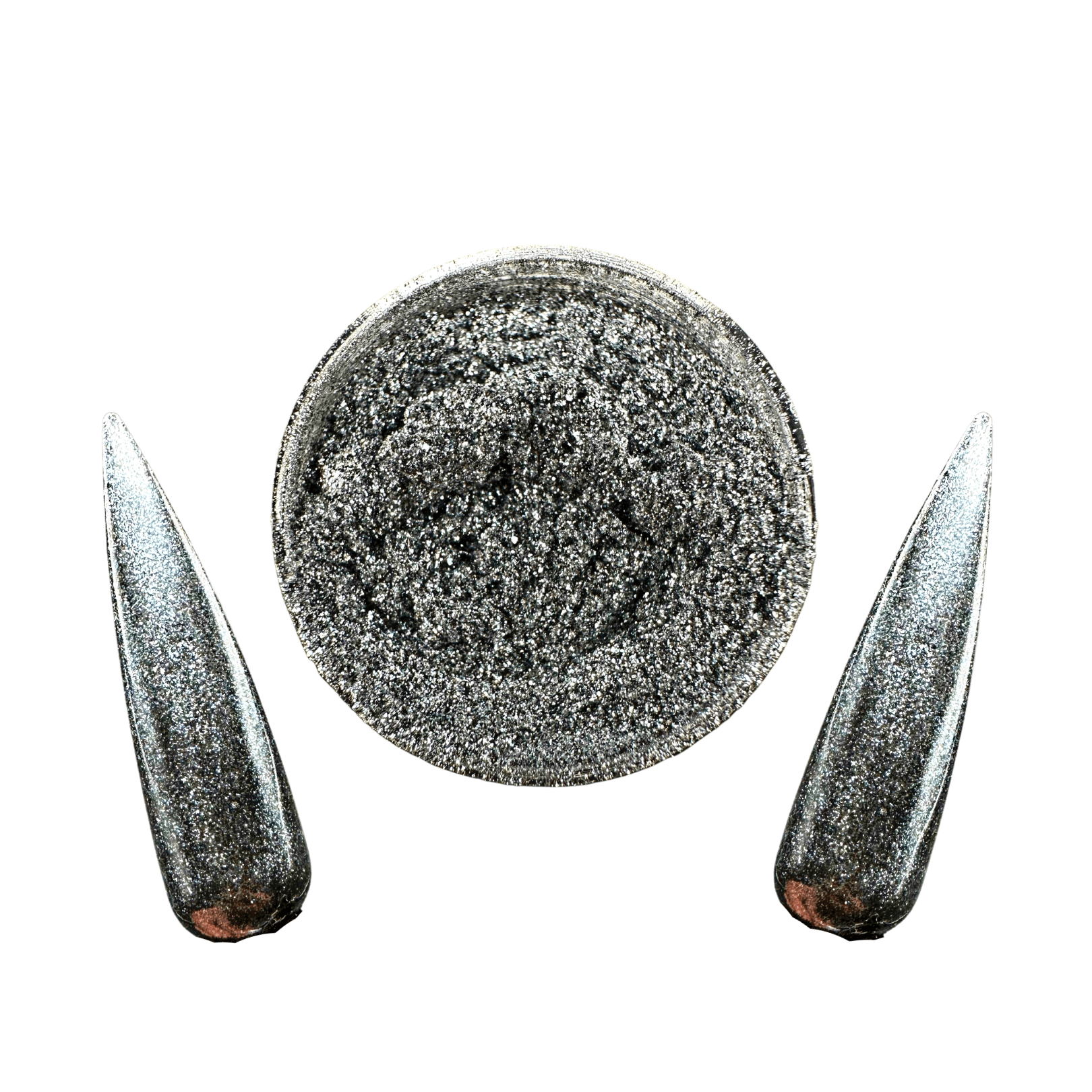 XND Products Nail Chromes & Pigments Gunmetal Grey Chrome, Diamond Grey Black - Gunmetal Chrome Powder, Metallic Nails, Mirror Effect, Grey Metallic Nails, Black Chrome