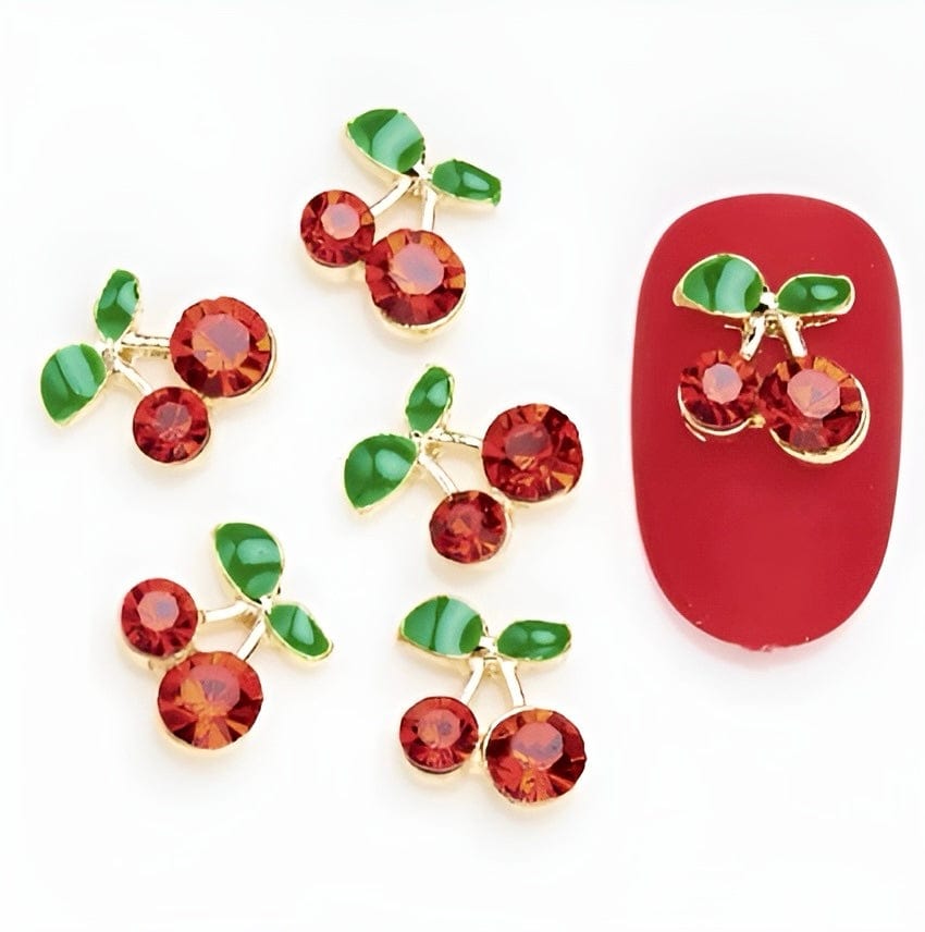 XND Products Nail Charms Nail Charm (4 pcs) Cherry with rhinestones