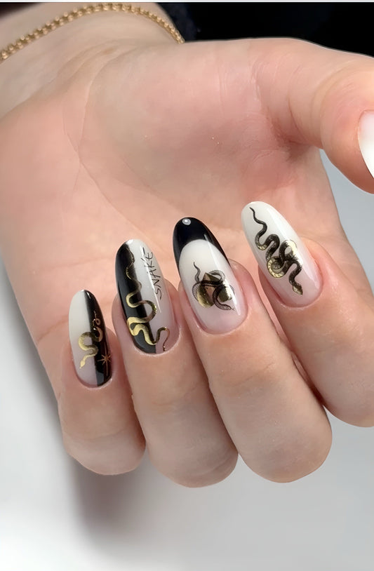 New Max 2D Nail Decal NF-49 / Nail Decal Gold FOIL Snakes, Year Of The Snake