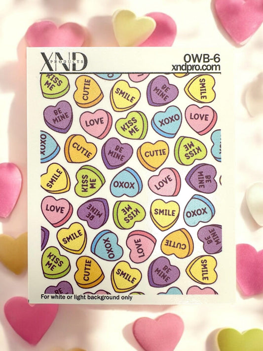 XND Products 2D Nail Decal OWB-6 Water Decal Cabdy Hearts, Love Candy, Valentine’s Day Candy