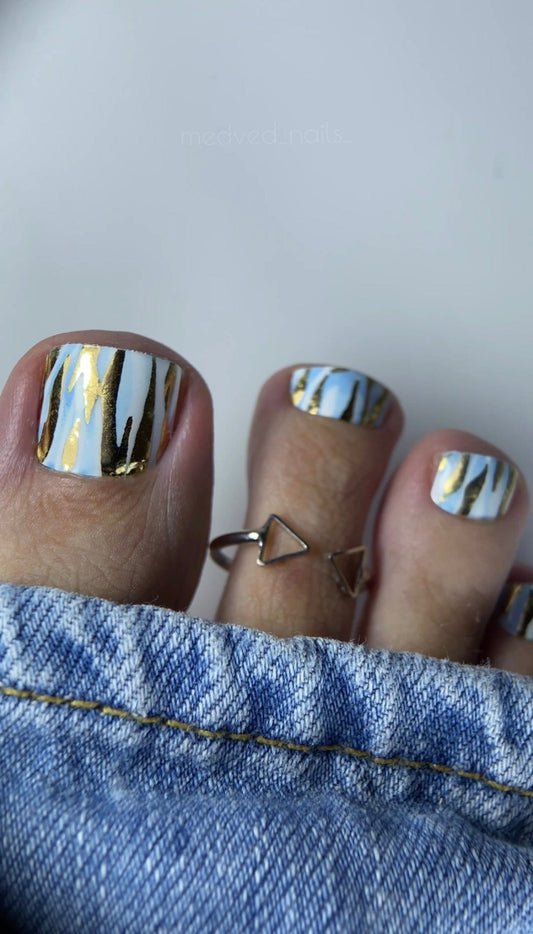 UA Slider Nail Wrap Films Pedicure Nail Wrap Films - Gold Foil – Full Toe Nail Art for Easy Pedicure