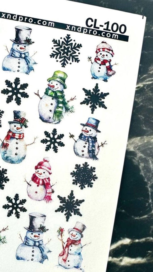XND Products 2D Nail Decal CL-100 Nail Decal 2D Christmas /Snowman/ Snowflake/ Winter Nails/ Festive Nails