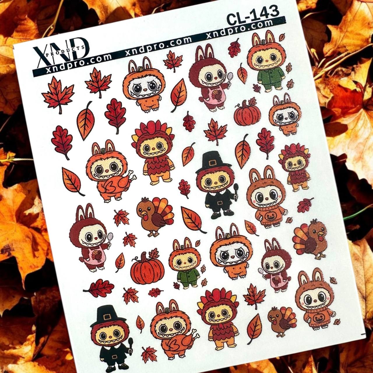 XND Products 2D Nail Decal CL-143 Nail Decal 2D/Thanksgiving/ Monster Elves / Leaves/ Autumn Nails/