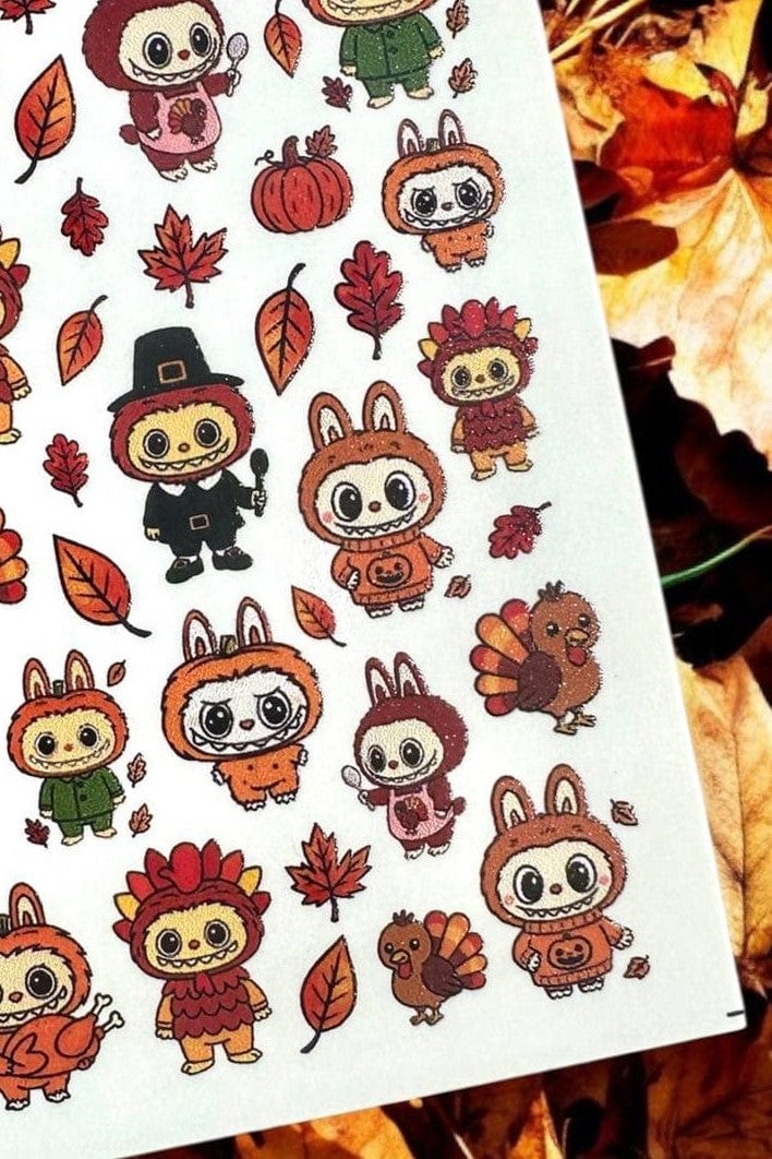 XND Products 2D Nail Decal CL-143 Nail Decal 2D/Thanksgiving/ Monster Elves / Leaves/ Autumn Nails/
