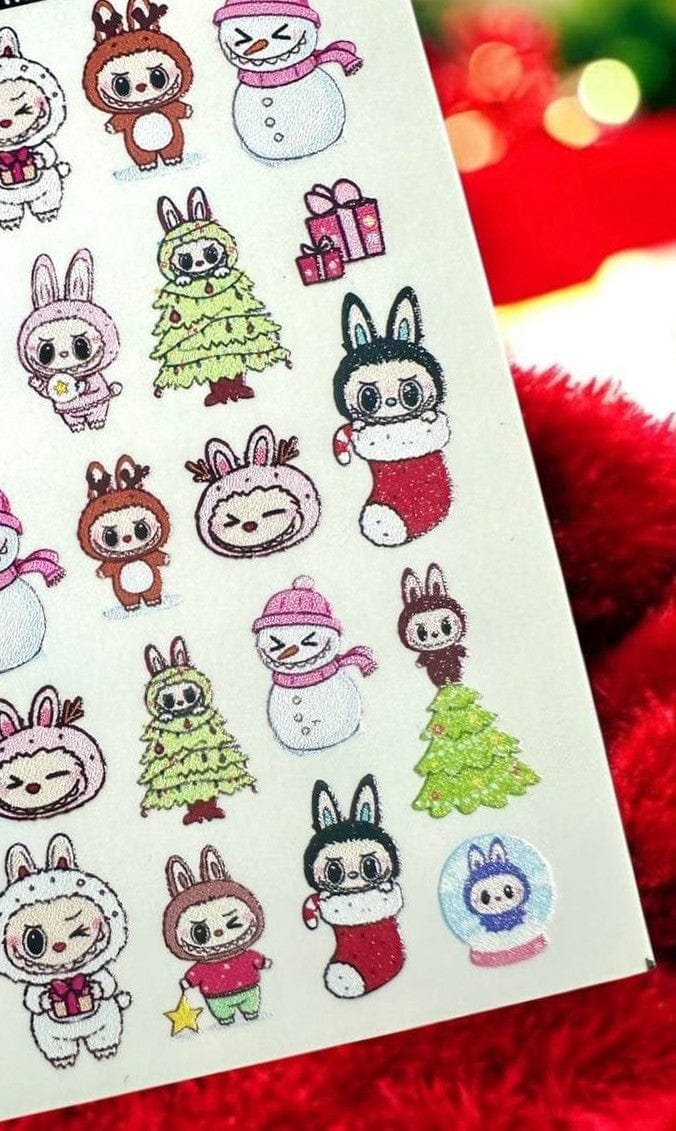 XND Products 2D Nail Decal CL-145 Nail Decal 2D Christmas / Labubu / Christmas Nails / Monster Elves / Kawaii Nail Art / AI Made Inspo.