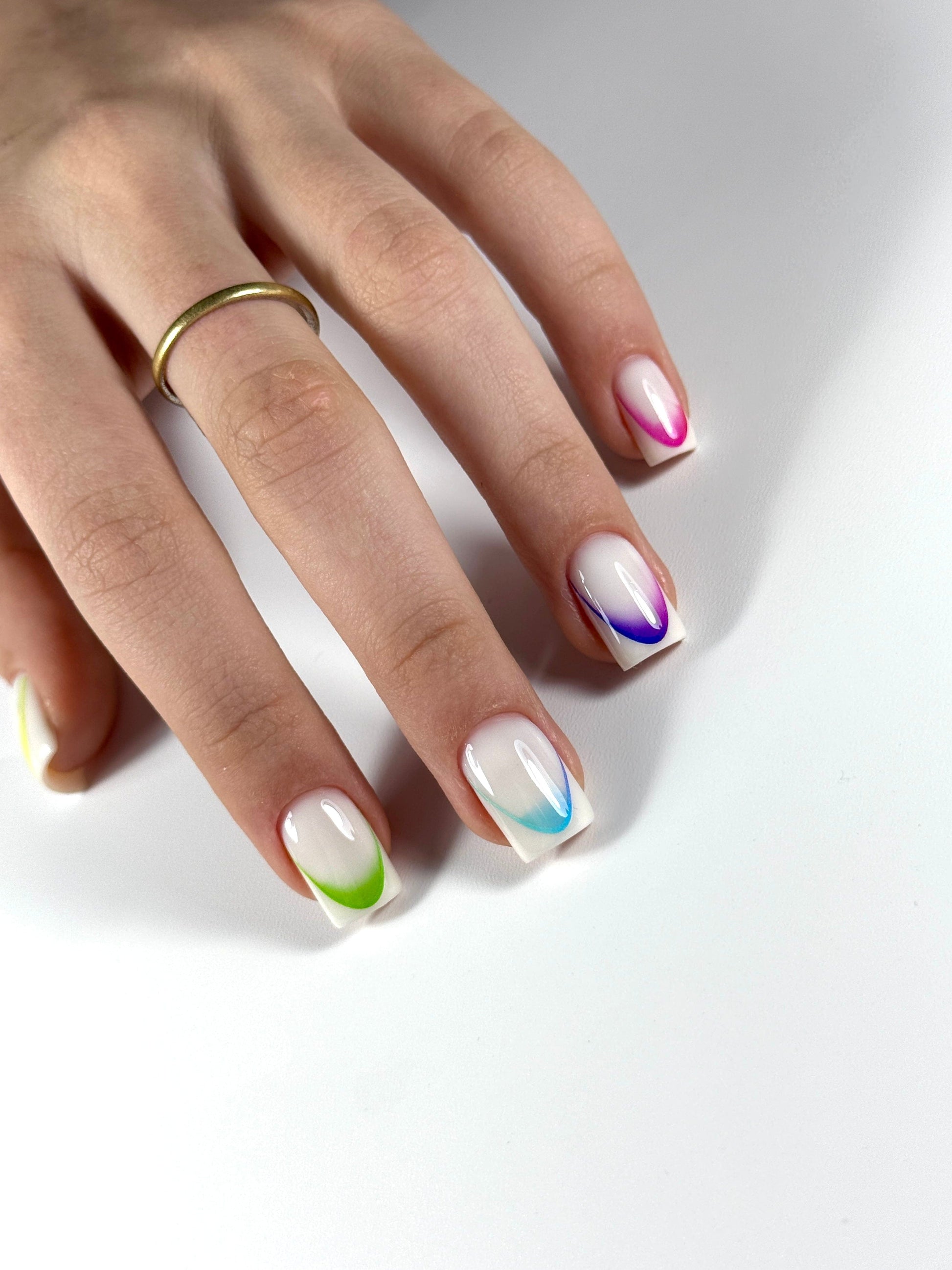New Max 2D Nail Decal FC-129 Nail Water Decal, French Tip, French Line, Colorful French