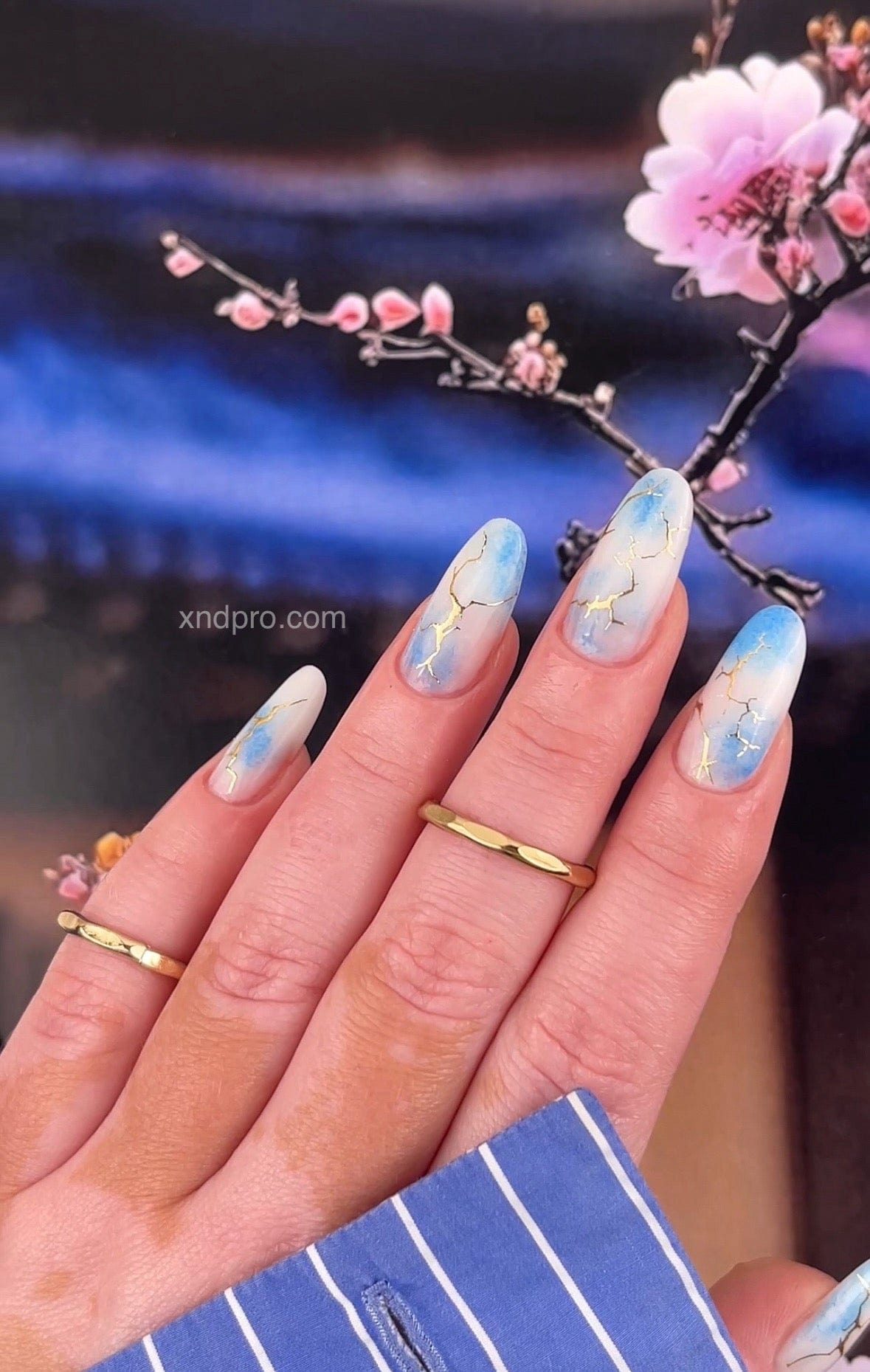 Gold Foil Marble Effect Nail Decals | Geode Crystal Waterslides | Nail Art Stickers | Ocean Marble Nail Wraps