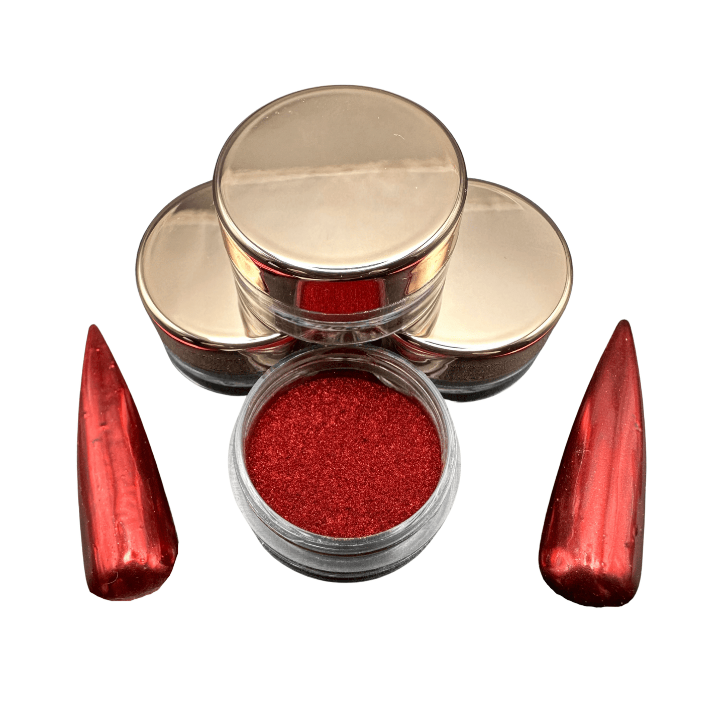 XND Products Nail Chromes & Pigments MC-05 Ruby, Red Chrome Powder, Solid Color Chrome, Metallic Nails, Mirror Effect
