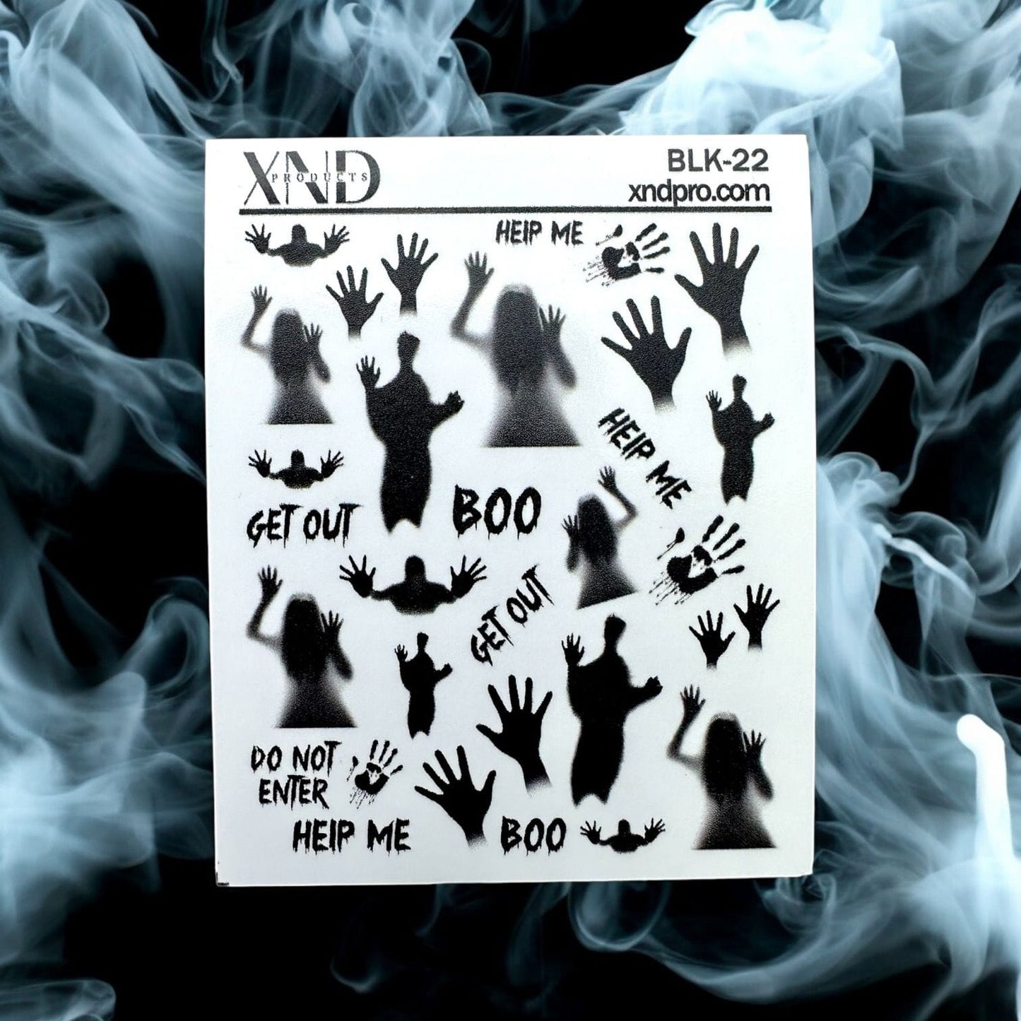 XND Products 2D Nail Decal BLK-22 / Ghost / Ghost silhouette / Shadows/ Halloween Nails