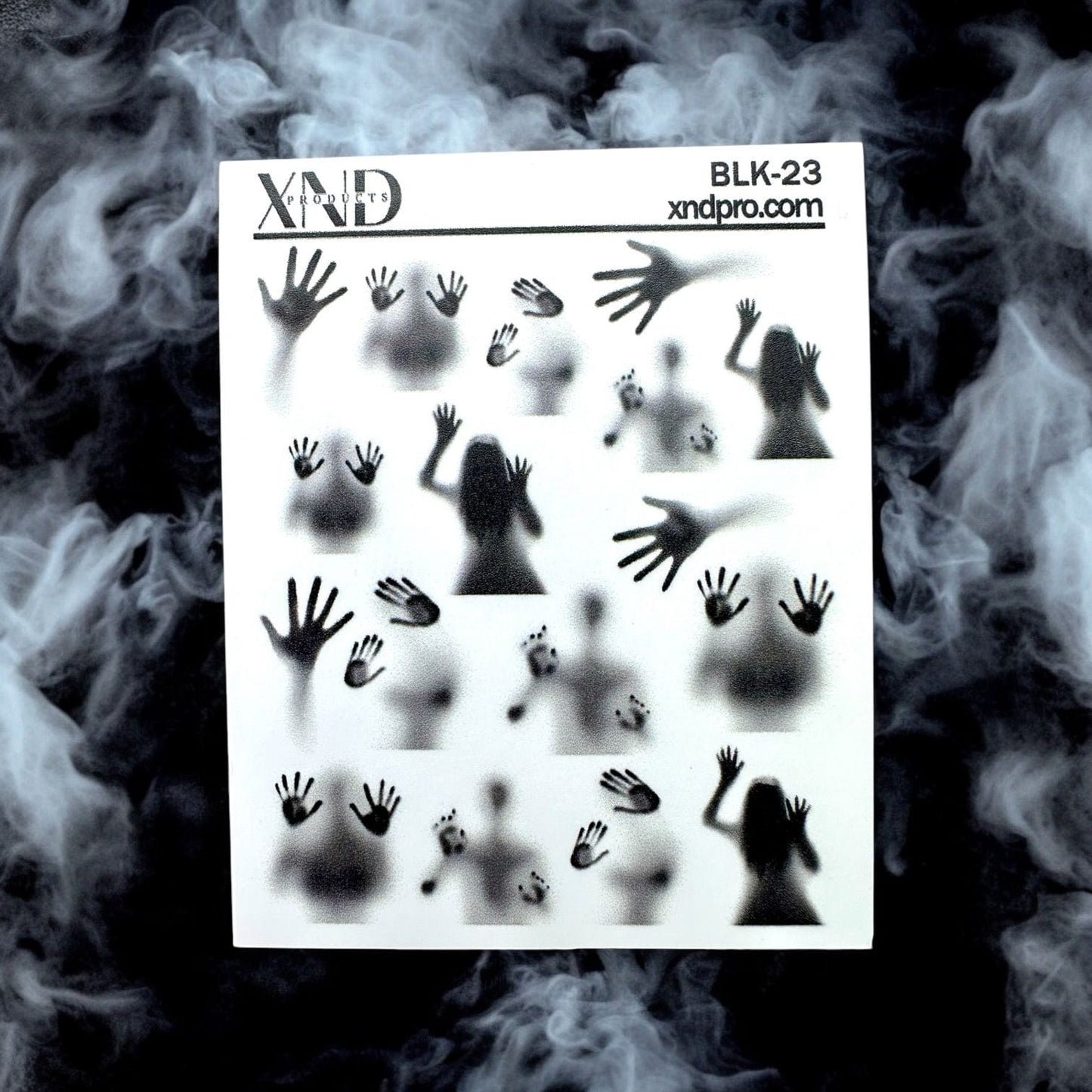 XND Products 2D Nail Decal BLK-23 Silhouette /Hands Shadows/ Ghost Silhouette/ Halloween Nails