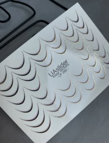 UA Slider 2D Nail Decal CF-260 Nail Water Decal Gold FOIL/ Color French Tip/ French Line/ Gold French Tip/ Crescent Curve