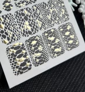 UA Slider 2D Nail Decal CF-317 Nail Water Decal Gold FOIL/ Animal Print/ Snake Skin/ Gold Foil Nail Art /Full Nail Wraps/ Nail Art/ Nail Decal