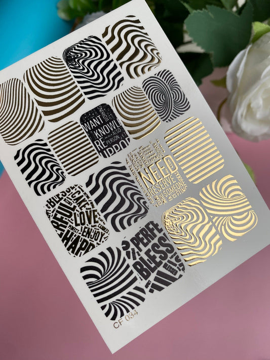 UA Slider 2D Nail Decal FOIL Nail Decal / Abstract Waves / Patterned Nail Art