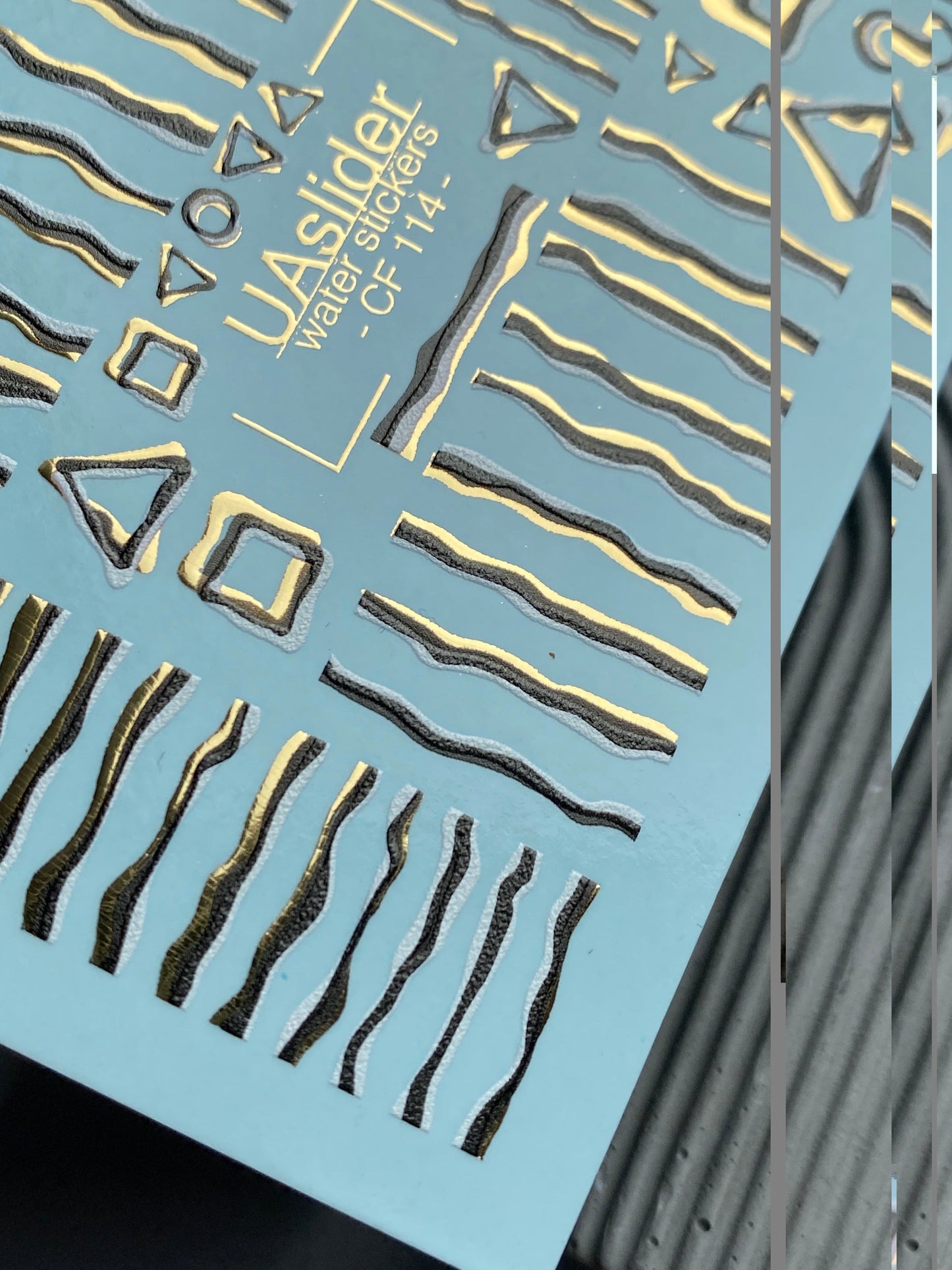 UA Slider 2D Nail Decal CF-114 / Nail Water Decal Gold FOIL/Abstract / Wavy Lines & Geometric Shapes/ Gold Foil/ Minimalist Nail Art /Water Decals