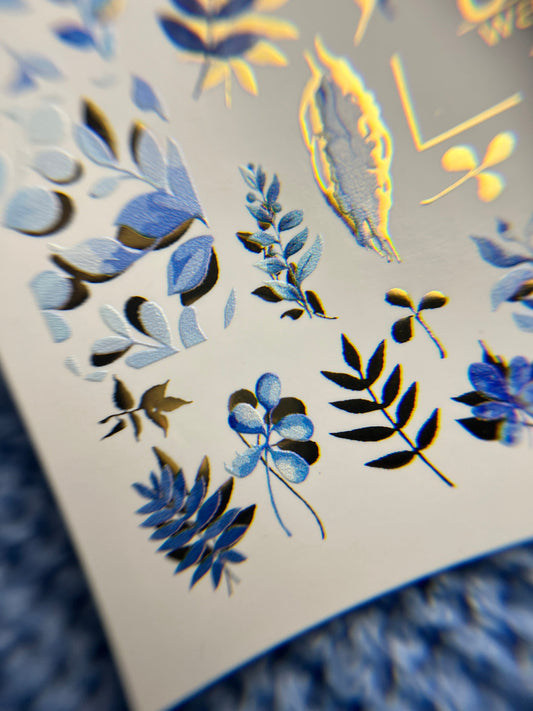 UA Slider 2D Nail Decal Gold Foil Nail Water Decal / Foliage / Leaves / Tropical Nails