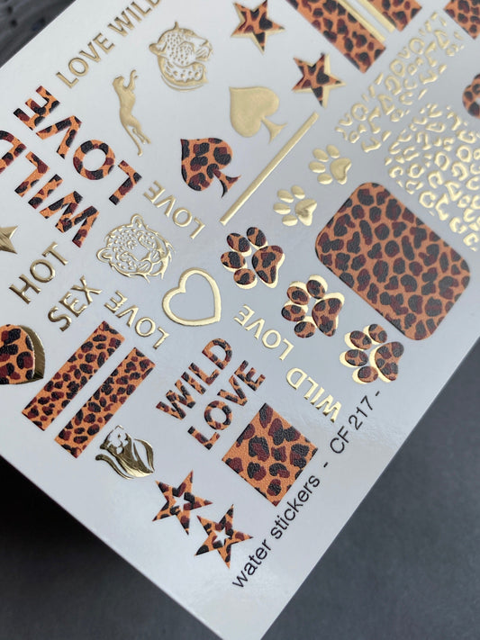UA Slider 2D Nail Decal Gold FOIL Nail Decal / Animal Print / Safari Patterns
