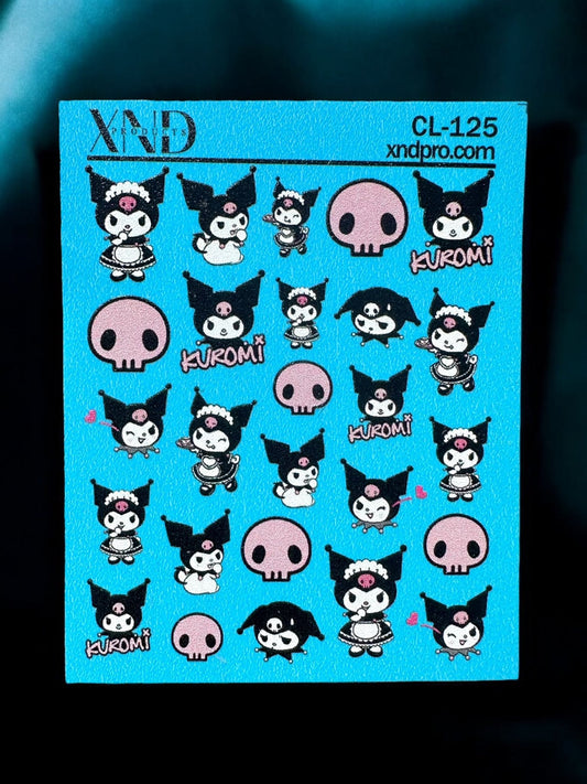 XND Products 2D Nail Decal CL-125 / Nail Decal 2D Kawaii Character/ Kuromi inspired /Kawaii Nails
