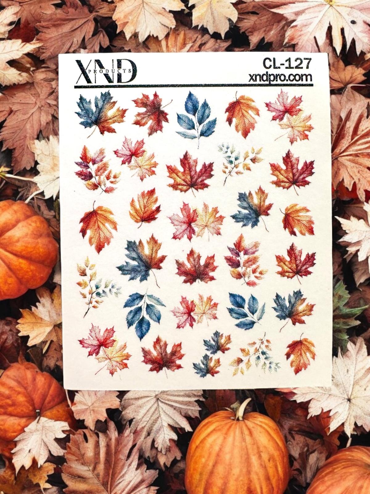 XND Products 2D Nail Decal CL-127 / Nail Decal 2D / Fall /Autumn/ Maple Leaf/ Autumn Nails