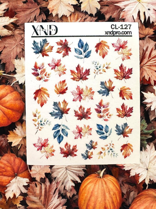 XND Products 2D Nail Decal CL-127 / Nail Decal 2D / Fall /Autumn/ Maple Leaf/ Autumn Nails
