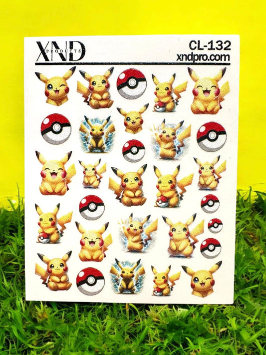 XND Products 2D Nail Decal CL-132 / Nail Decal 2D Pokemon / Pikachu inspired