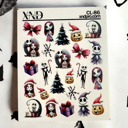 XND Products 2D Nail Decal CL-86 / Nail Decal 2D Jack inspired / Skellington / Christmas