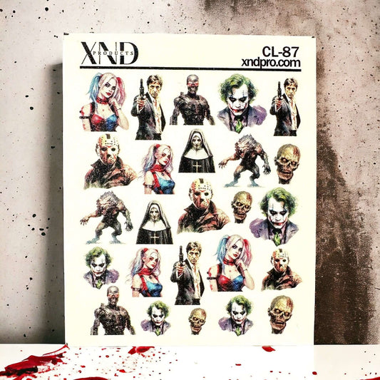 XND Products 2D Nail Decal CL-87 / Nail Decal 2D /Halloween/ Villans