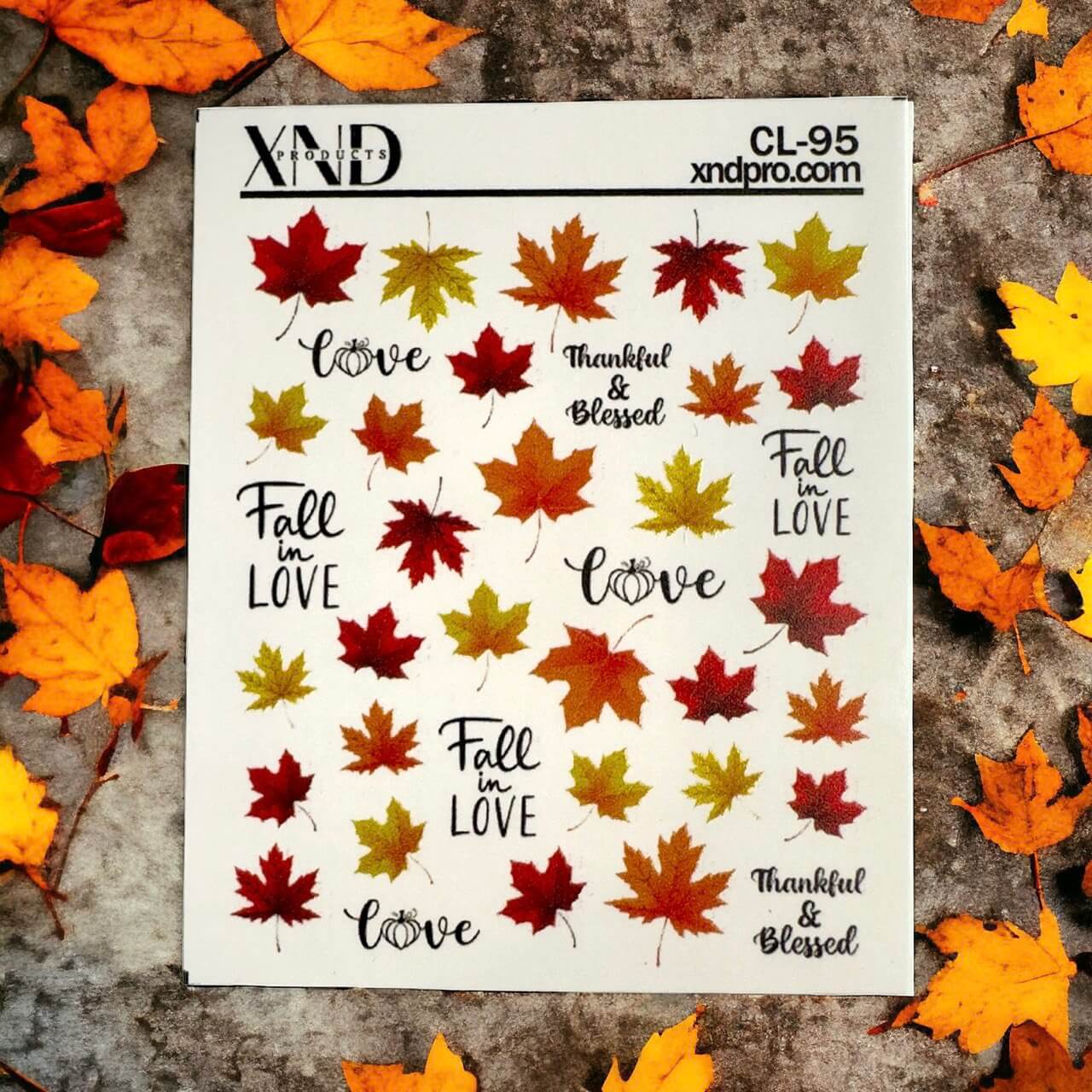 XND Products 2D Nail Decal CL-95 / Nail Decal 2D / Autumn Nails / Fall Leaves/ Thanksgiving Nails