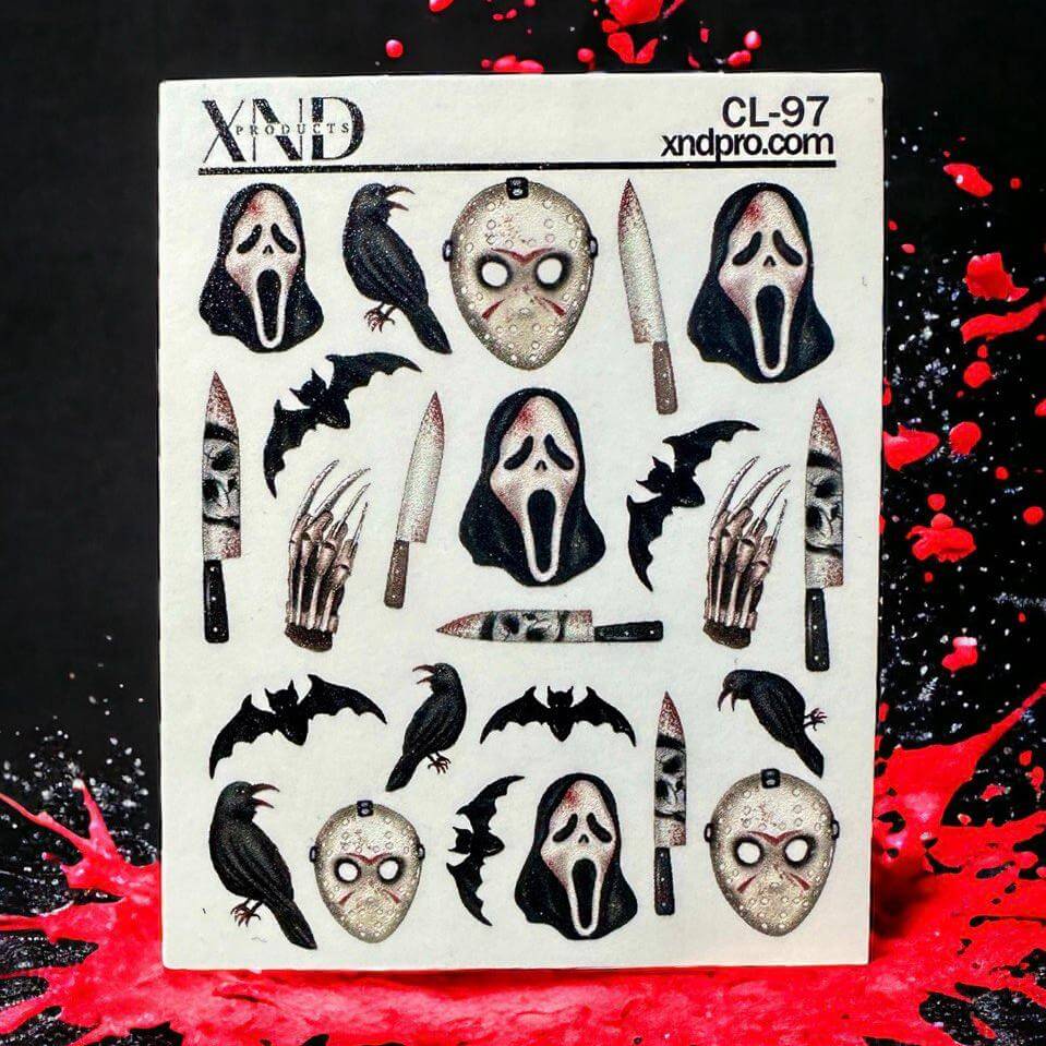 XND Products 2D Nail Decal CL-97 Nail Decal 2D / Halloween / Horror Villains/ Scream/ Michael/ Jason