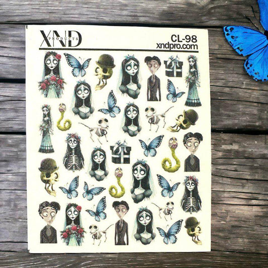 XND Products 2D Nail Decal CL-98 Nail Decal 2D / Corpse Bride/ Halloween/ Love