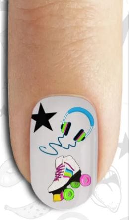 New Max 2D Nail Decal CW-13 / Nail Water Decal -  Rock-Inspired Nail Stickers/ Bright Retro/  Emo Nail Art / Sheet Nail art / Stickers / Nail salon/ Decals
