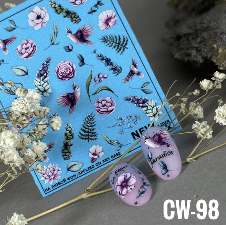 New Max 2D Nail Decal CW-98 / Nail Decal 2D / Floral & Plants / Spring Nails