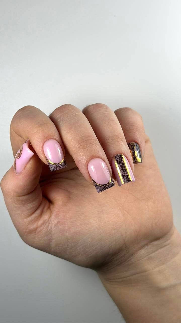 New Max 2D Nail Decal NF-41 / Nail Decal Gold FOIL Snake Skin, Snake Print, Year Of The Snake