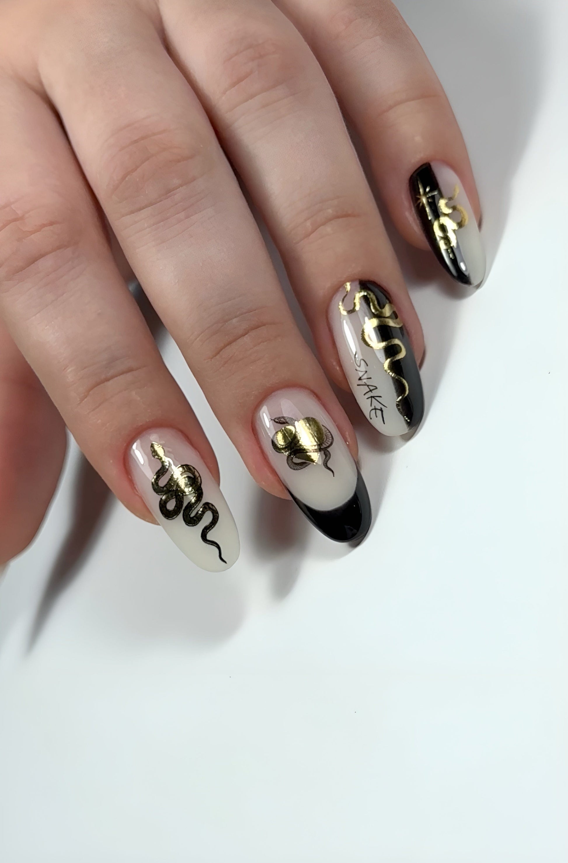 New Max 2D Nail Decal NF-49 / Nail Decal Gold FOIL Snakes, Year Of The Snake