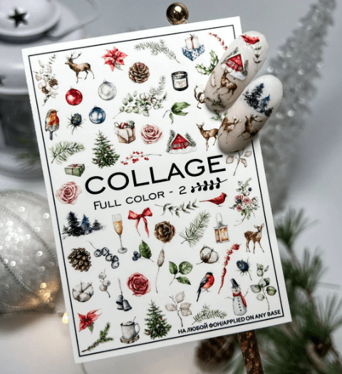 New Max 2D Nail Decal FC-2 / Nail Decal 2D Christmas/ Winter Nails/ Foliage/ Christmas Ornament