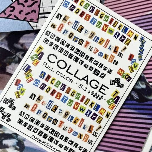 New Max 2D Nail Decal FC-53 / Nail Decal 2D/ Letters/ ABC/ Collage Alphabet