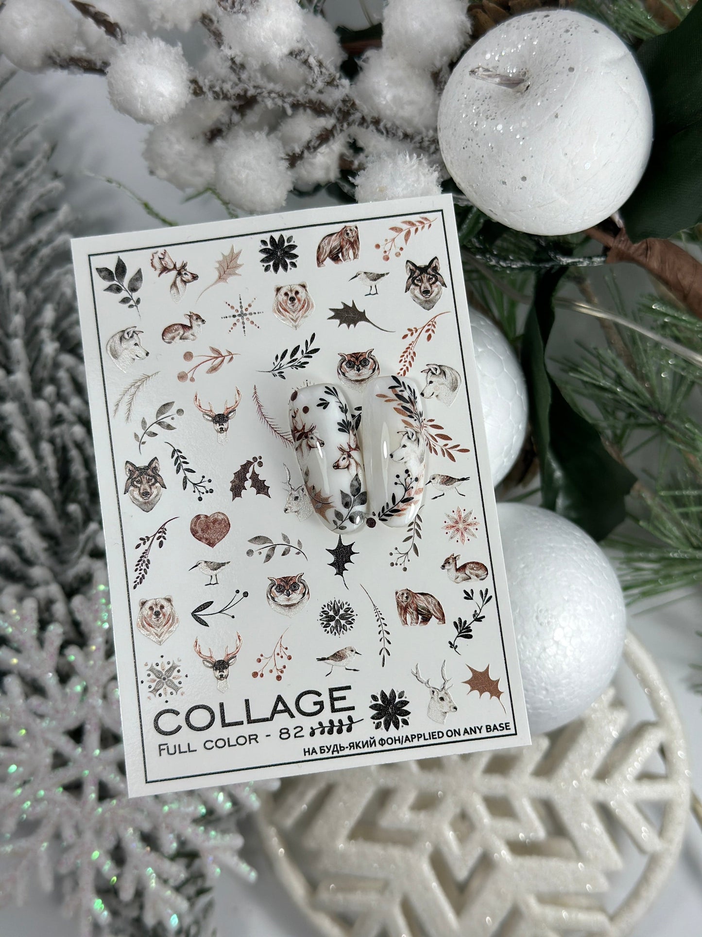 New Max 2D Nail Decal FC-82 / Nail Decal 2D /Winter time/Winter/Snowflakes/ Animals