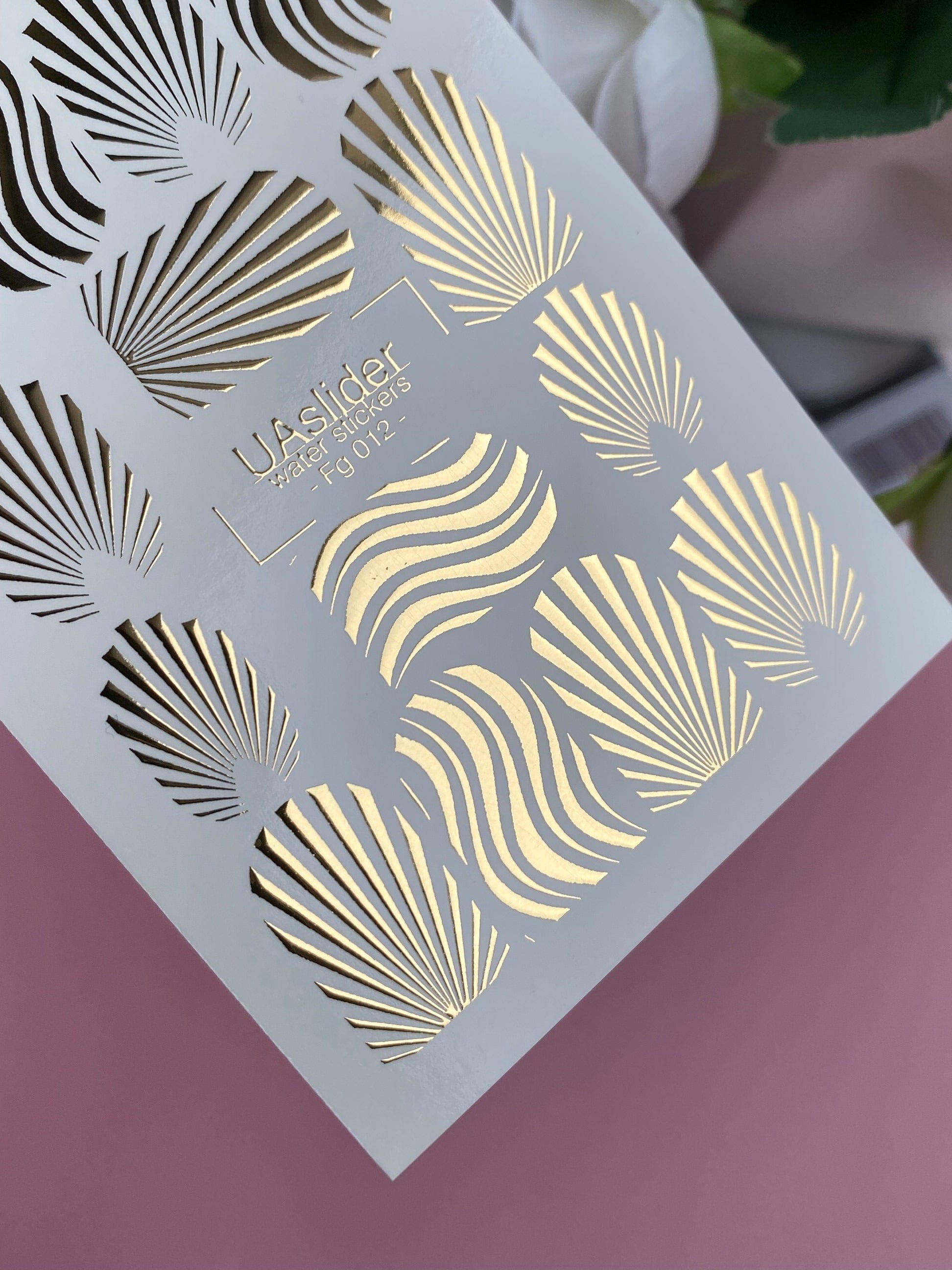UA Slider 2D Nail Decal Gold Foil Nail Water Decals / Gold Wave Abstract Designs/ Modern/ Luxury/ Nail Art/ Water Stickers/ Summer  Nails/