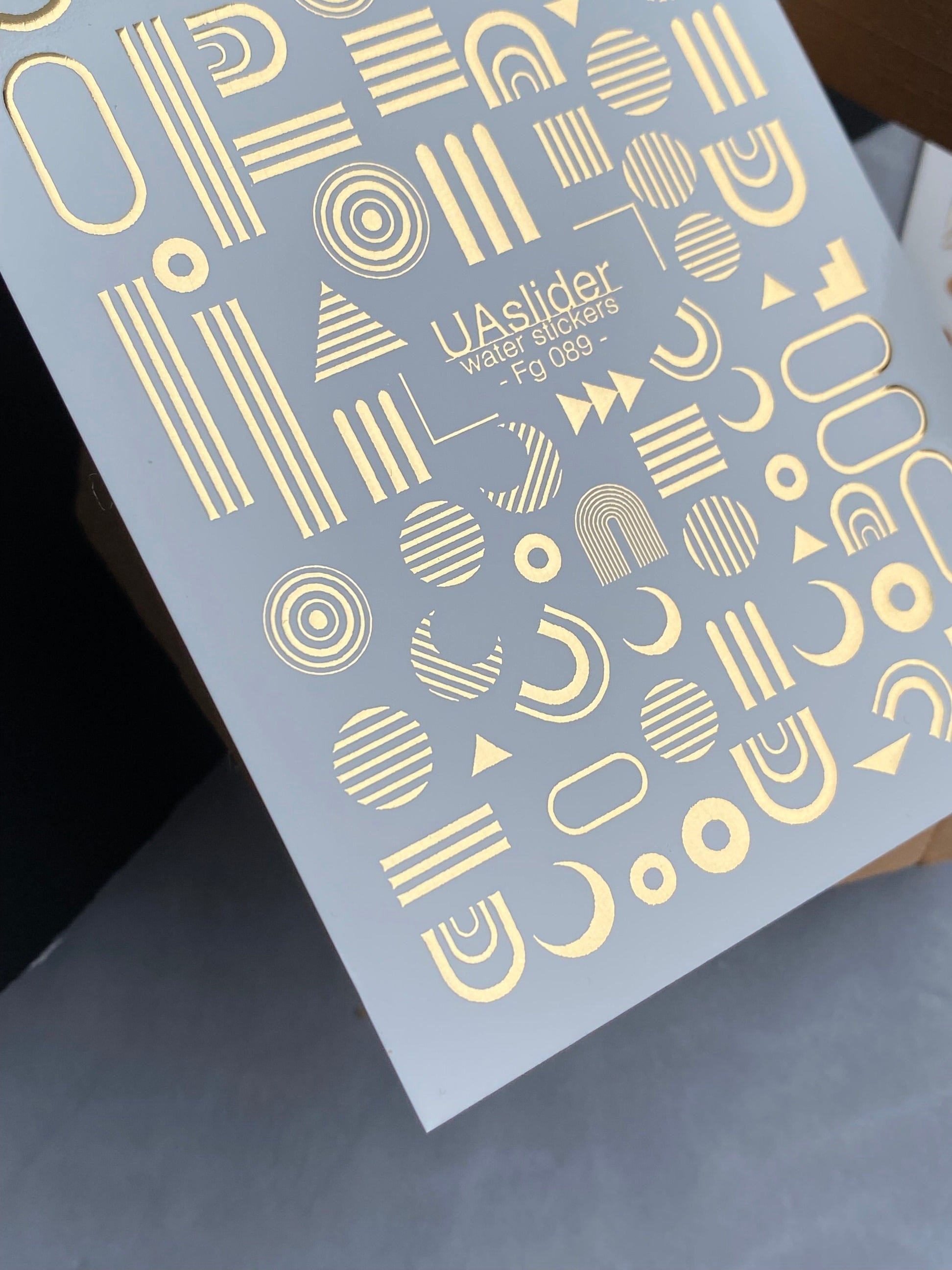 UA Slider 2D Nail Decal FG-089 Nail Decal Gold FOIL/ Geometric /Shapes / Modern / Line Art/ Nail Art/ Nail Water Decals