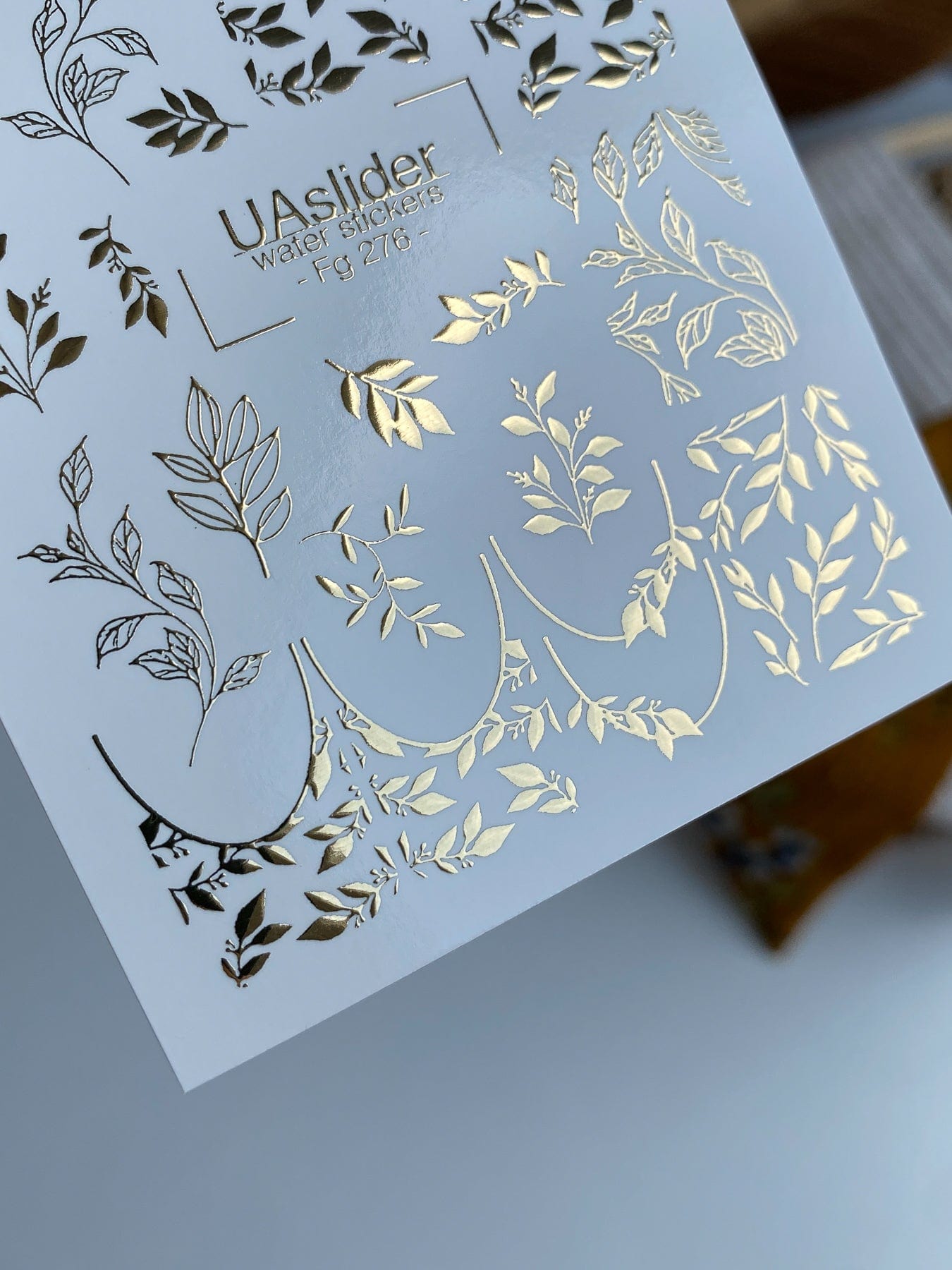 UA Slider 2D Nail Decal Gold Foil Nail Water Decal / Foliage / Leaves / Spring Waterslides