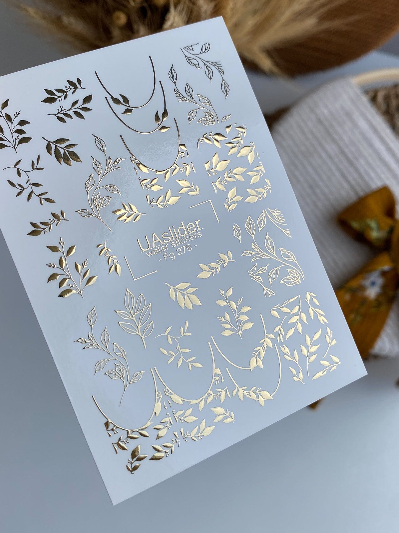 UA Slider 2D Nail Decal Gold Foil Nail Water Decal / Foliage / Leaves / Spring Waterslides