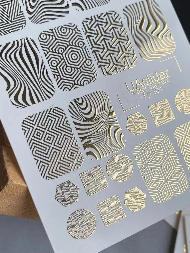 UA Slider 2D Nail Decal FOIL Nail Wrap Decal / Abstract Nail Art Patterns