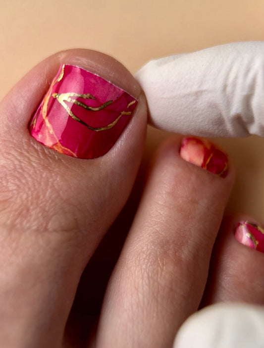 UA Slider Nail Wrap Films Pedicure Nail Wrap Films - Gold Foil – Full Toe Nail Art for Easy Pedicure