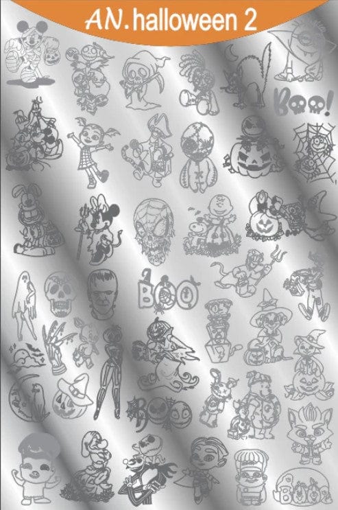 Mundo De Unas Stamping Plates Nail Stamping Plate /MDU AN. Halloween 2 / Nail Stamping Plate/ Nail Stamp