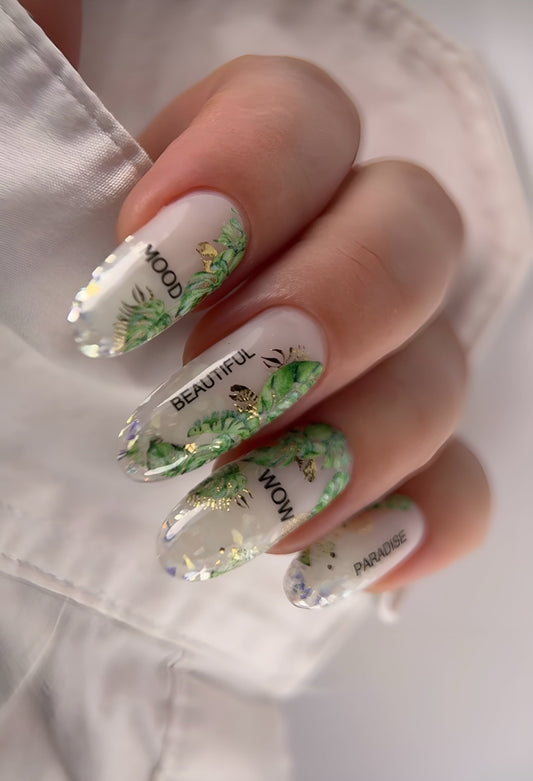 New Max 2D Nail Decal NF-27/ Nail Decal FOIL/ Summer/ Palm Tree/ Sunrise/ Vacation Nails/ Tropical /Waterslide / Nail Waterslide Decals/ Nail Art/ Decals