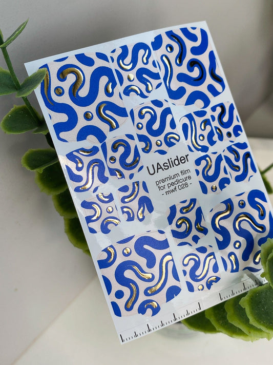 UA Slider Nail Wrap Films MWF-028 Pedicure Nail Wrap Films - Gold Foil – Full Toe Nail Art for Easy Pedicure