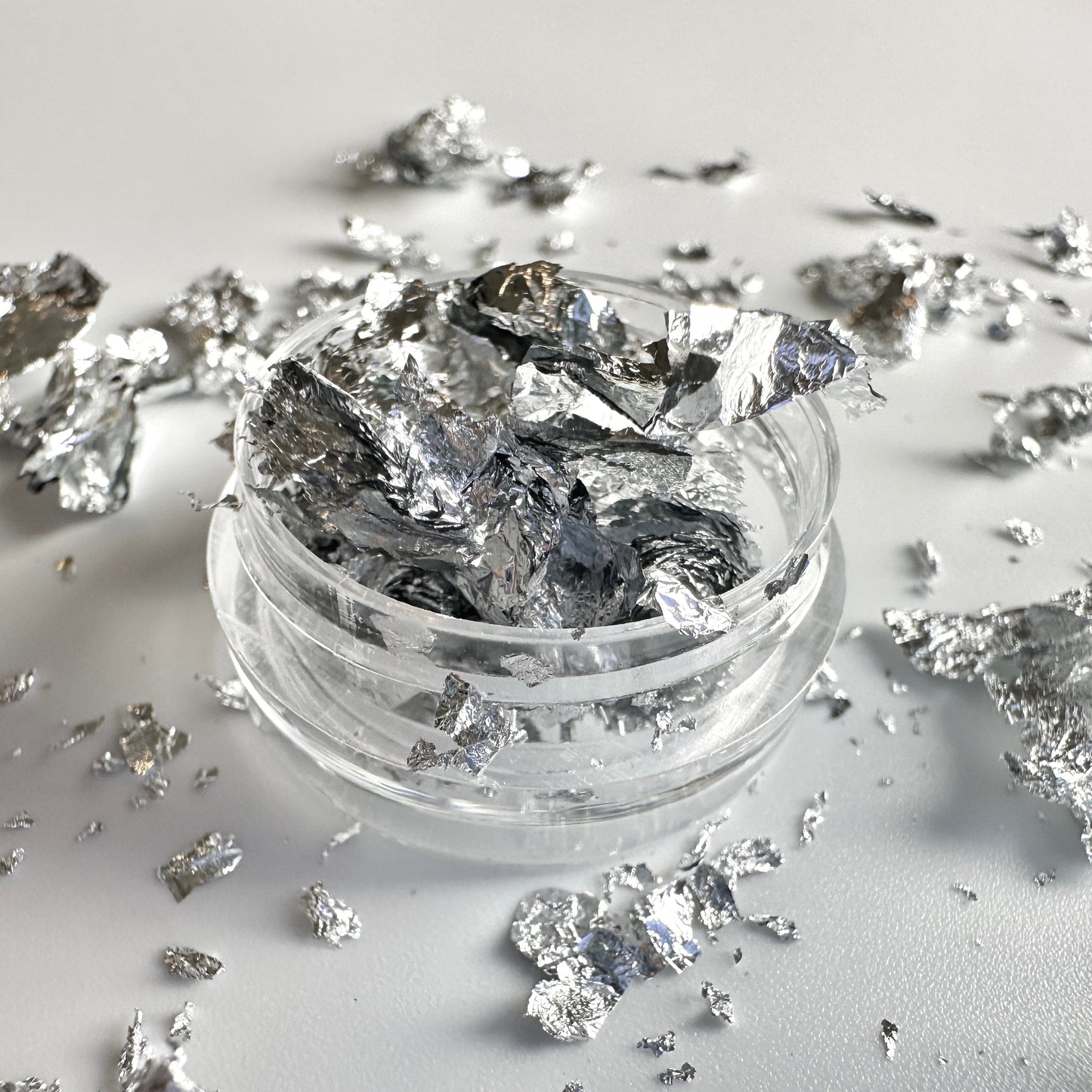 XND Products Flakes SILVERFLK / Silver Leaf Sheets Flakes Light Gold Foil Fragments for Nail Decoration